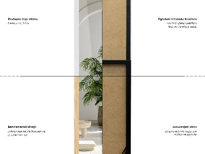 Staande spiegel in een zwarte lijst 36x156 cm