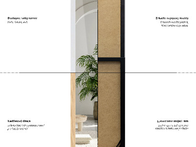 Staande spiegel in een eikenhouten lijst 36x156 cm