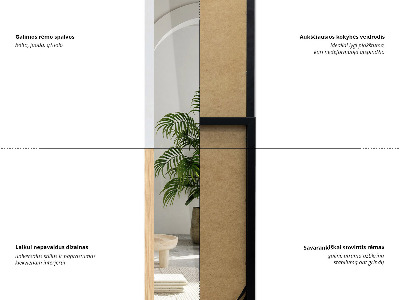 Staande spiegel in een eikenhouten lijst 36x156 cm