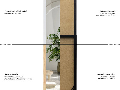 Staande spiegel in een eikenhouten lijst 36x156 cm