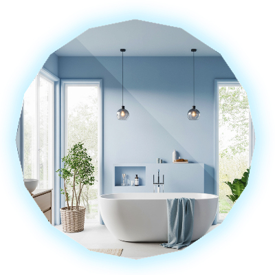 Geometrische spiegel met led-verlichting