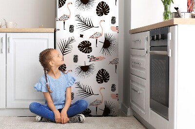 Koelkast magneet Bladeren en flamingo's
