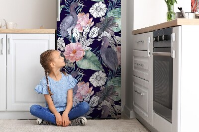 Magnetische bedrukte mat Vogels in bloemen