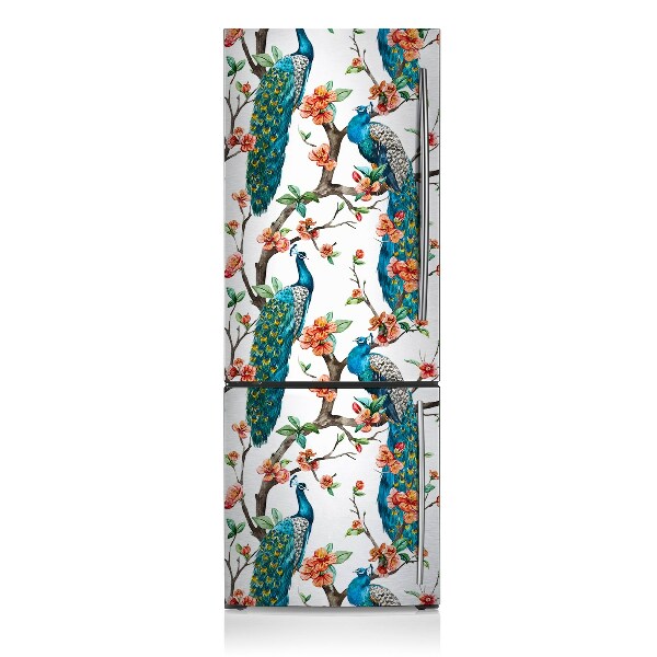 Magnetische bedrukte mat Pauwen en bloemen