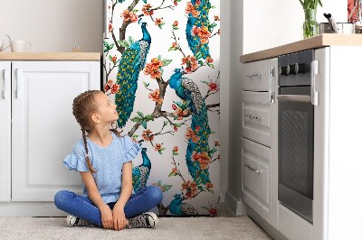 Magnetische bedrukte mat Pauwen en bloemen