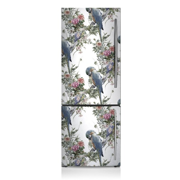 Magnetische bedrukte mat Papegaaien bloemenachtergrond