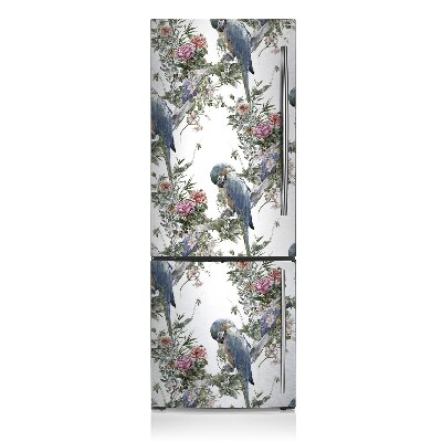 Magnetische bedrukte mat Papegaaien bloemenachtergrond