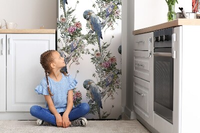 Magnetische bedrukte mat Papegaaien bloemenachtergrond