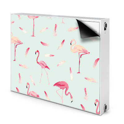 Decoratieve radiatormat Flamingo's en veren