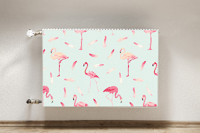 Decoratieve radiatormat Flamingo's en veren