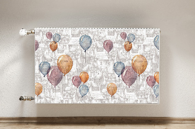 Decoratieve radiatormat Ballonnen en huizen