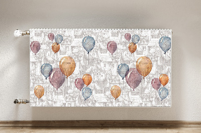 Decoratieve radiatormat Ballonnen en huizen