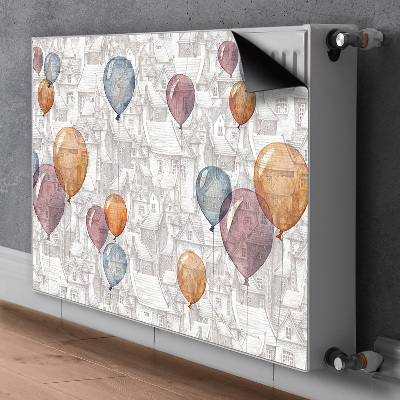Decoratieve radiatormat Ballonnen en huizen