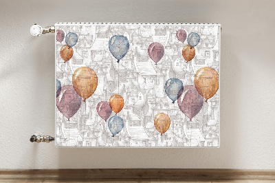 Decoratieve radiatormat Ballonnen en huizen