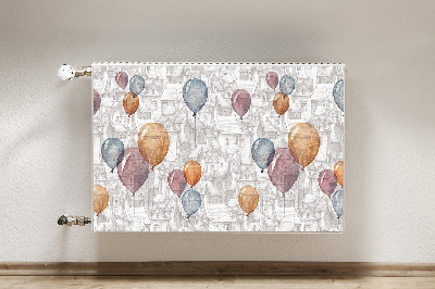 Decoratieve radiatormat Ballonnen en huizen