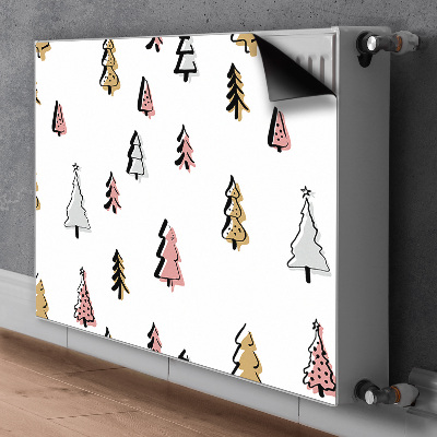Magnetische mat voor de radiator Pastel kerstbomen