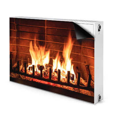 Magnetische mat voor de radiator Gezellig open haard vuur