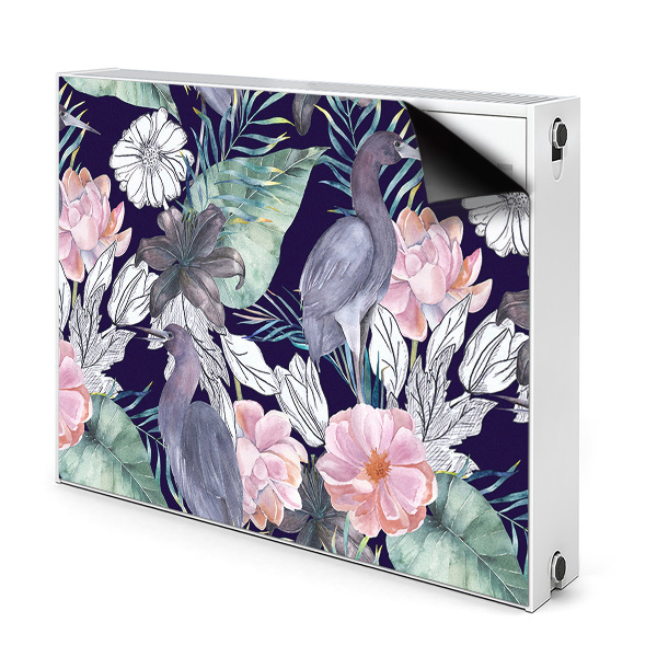 Magnetische mat voor de radiator Vogels in bloemen