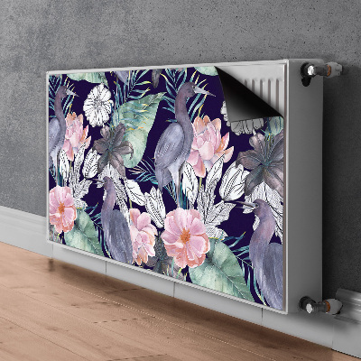 Magnetische mat voor de radiator Vogels in bloemen