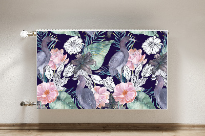 Magnetische mat voor de radiator Vogels in bloemen