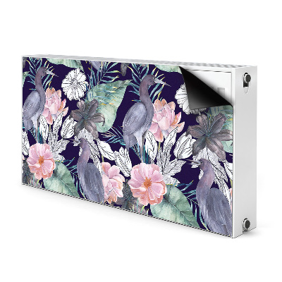 Magnetische mat voor de radiator Vogels in bloemen