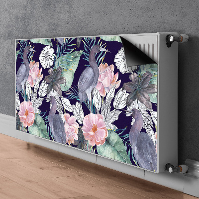 Magnetische mat voor de radiator Vogels in bloemen