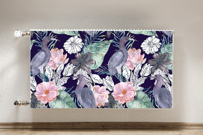 Magnetische mat voor de radiator Vogels in bloemen