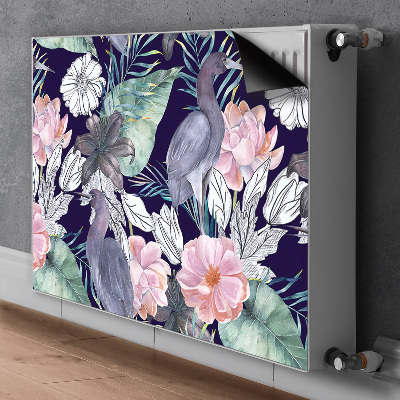 Magnetische mat voor de radiator Vogels in bloemen