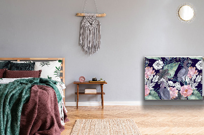 Magnetische mat voor de radiator Vogels in bloemen