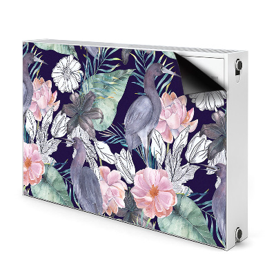 Magnetische mat voor de radiator Vogels in bloemen