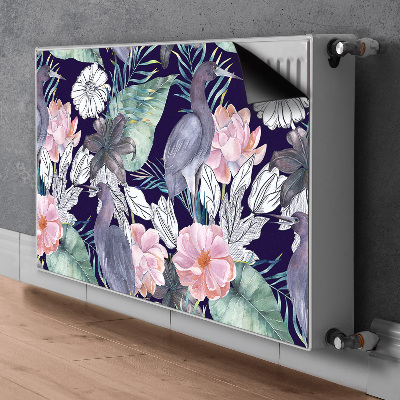 Magnetische mat voor de radiator Vogels in bloemen