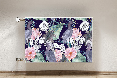 Magnetische mat voor de radiator Vogels in bloemen