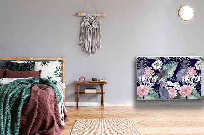 Magnetische mat voor de radiator Vogels in bloemen
