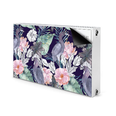 Magnetische mat voor de radiator Vogels in bloemen