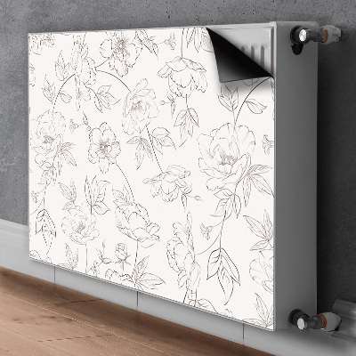 Magnetische mat voor de radiator Geschetste bloemen