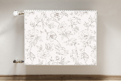 Magnetische mat voor de radiator Geschetste bloemen