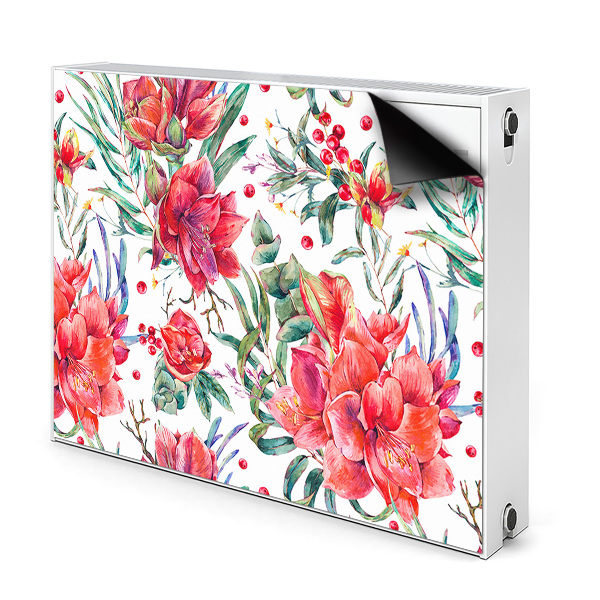 Decoratieve radiatormat Rode bloemen