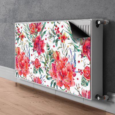 Decoratieve radiatormat Rode bloemen