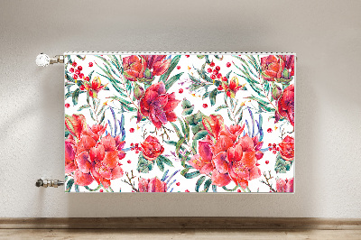 Decoratieve radiatormat Rode bloemen