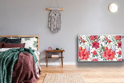 Decoratieve radiatormat Rode bloemen