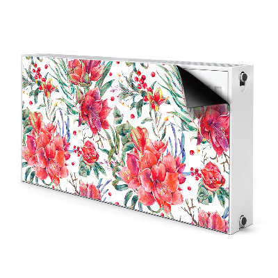 Decoratieve radiatormat Rode bloemen