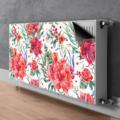 Decoratieve radiatormat Rode bloemen