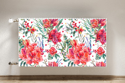 Decoratieve radiatormat Rode bloemen