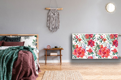 Decoratieve radiatormat Rode bloemen