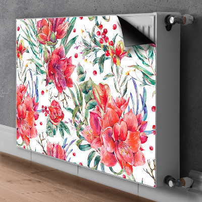 Decoratieve radiatormat Rode bloemen