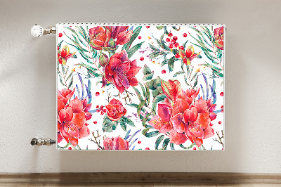 Decoratieve radiatormat Rode bloemen