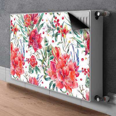 Decoratieve radiatormat Rode bloemen
