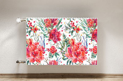 Decoratieve radiatormat Rode bloemen