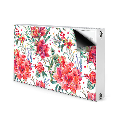 Decoratieve radiatormat Rode bloemen