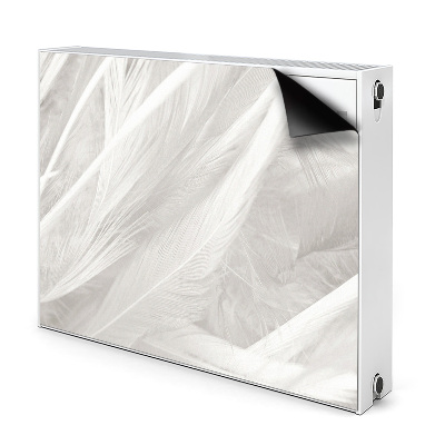 Magnetische mat voor de radiator Mooie witte veren